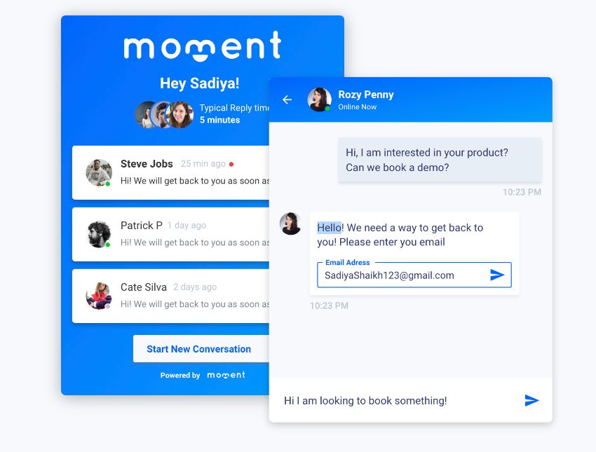Moment Live Chat Feature