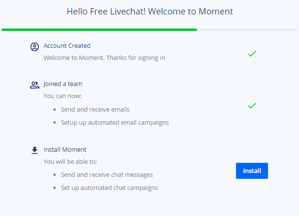 Installing the Moment CRM code snippet to get free live chat on your website.