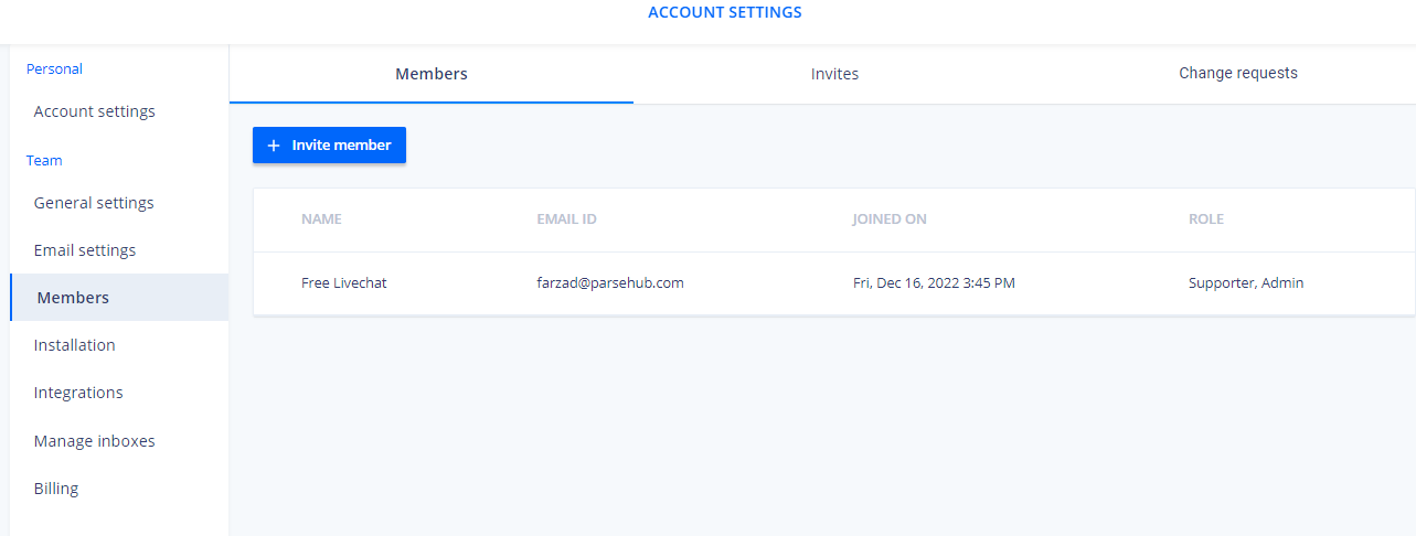 Inviting new members to be able to manage your live chat messages.
